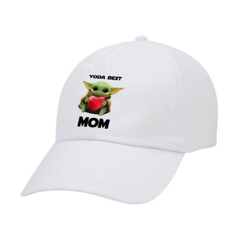 Yoda Best mom, Καπέλο Ενηλίκων Baseball Λευκό 5-φύλλο (POLYESTER, ΕΝΗΛΙΚΩΝ, UNISEX, ONE SIZE)