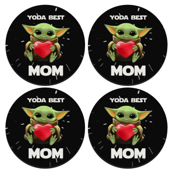 Yoda Best mom, SET of 4 round wooden coasters (9cm)