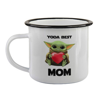 Yoda Best mom, Κούπα εμαγιέ με μαύρο χείλος 360ml