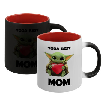 Yoda Best mom, Κούπα Μαγική εσωτερικό κόκκινο, κεραμική, 330ml που αλλάζει χρώμα με το ζεστό ρόφημα (1 τεμάχιο)