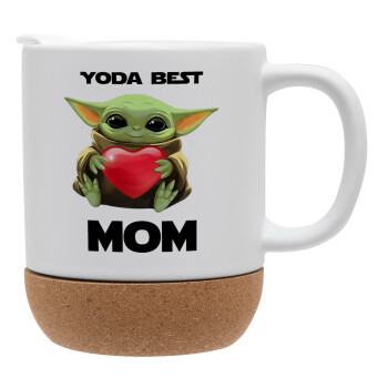 Yoda Best mom, Κούπα, κεραμική με βάση φελού και καπάκι (ΜΑΤ), 330ml (1 τεμάχιο)