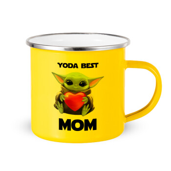 Yoda Best mom, Κούπα Μεταλλική εμαγιέ Κίτρινη 360ml