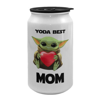 Yoda Best mom, Κούπα ταξιδιού μεταλλική με καπάκι (tin-can) 500ml