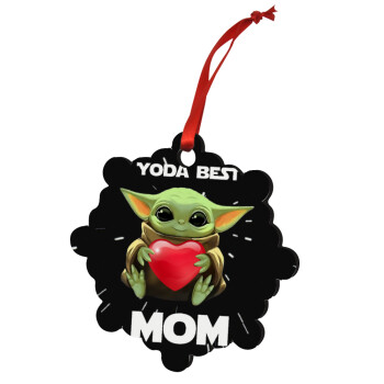 Yoda Best mom, Στολίδι Χριστουγεννιάτικο στολίδι snowflake ξύλινο 7.5cm