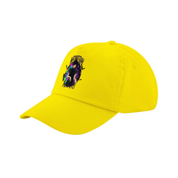 Wednesday Jenna Ortega, Child's Baseball Cap, 100% Cotton Twill, Yellow (COTTON, CHILD, UNISEX, ONE SIZE)