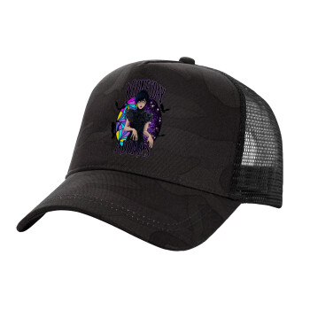 Wednesday Jenna Ortega, Adult Structured Trucker Hat, with Mesh, Dark Army (100% COTTON, ADULT, UNISEX, ONE SIZE)