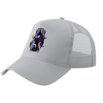 Wednesday Jenna Ortega, Adult Structured Trucker Hat, with Mesh, GRAY (100% COTTON, ADULT, UNISEX, ONE SIZE)