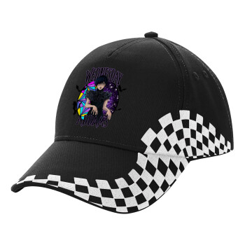 Wednesday Jenna Ortega, Adult Ultimate BLACK RACING Cap, (100% COTTON DRILL, ADULT, UNISEX, ONE SIZE)