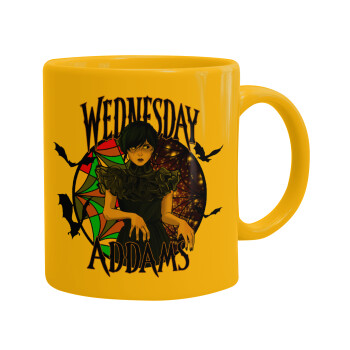 Wednesday Jenna Ortega, Ceramic coffee mug yellow, 330ml (1pcs)
