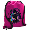 Backpack pouch GYMBAG Fuchsia, with pocket (40x48cm) & thick cords