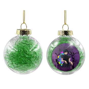 Wednesday Jenna Ortega, Transparent Christmas tree ball ornament with green filling 8cm