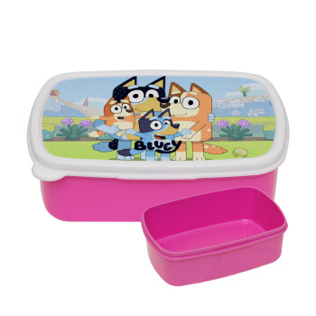 Bluey, ΡΟΖ παιδικό δοχείο φαγητού (lunchbox) πλαστικό (BPA-FREE) Lunch Βox M18 x Π13 x Υ6cm
