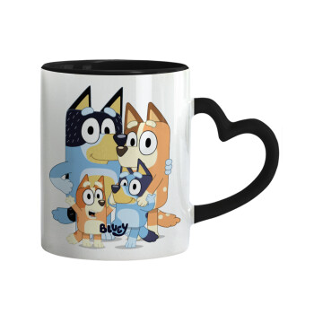 Bluey, Mug heart black handle, ceramic, 330ml