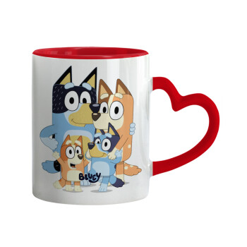 Bluey, Mug heart red handle, ceramic, 330ml