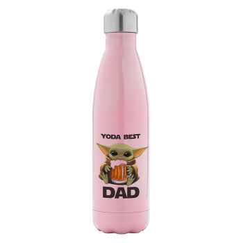 Yoda Best Dad, Metal mug thermos Pink Iridiscent (Stainless steel), double wall, 500ml