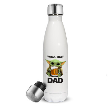 Yoda Best Dad, Metal mug thermos White (Stainless steel), double wall, 500ml