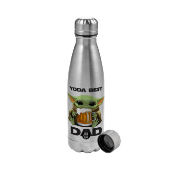 Yoda Best Dad, Metallic water bottle, stainless steel, 750ml