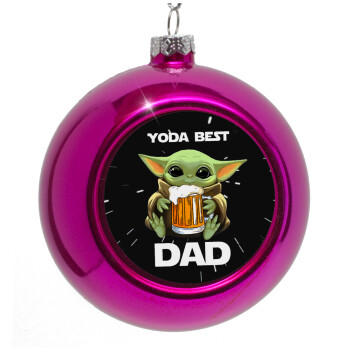 Yoda Best Dad, Purple Christmas tree ornament bauble 8cm