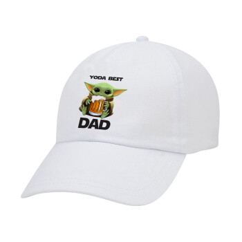 Yoda Best Dad, Καπέλο Ενηλίκων Baseball Λευκό 5-φύλλο (POLYESTER, ΕΝΗΛΙΚΩΝ, UNISEX, ONE SIZE)