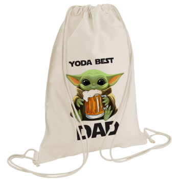 Yoda Best Dad, Τσάντα πλάτης πουγκί GYMBAG natural (28x40cm)