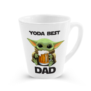 Yoda Best Dad, Κούπα κωνική Latte Λευκή, κεραμική, 300ml