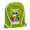 Backpack bag GYMBAG LIME GREEN, with pocket (40x48cm) & thick cords