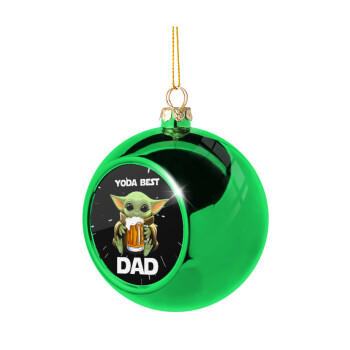 Yoda Best Dad, Χριστουγεννιάτικη μπάλα δένδρου Πράσινη 8cm