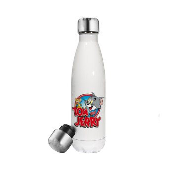 Tom and Jerry, Metal mug thermos White (Stainless steel), double wall, 500ml