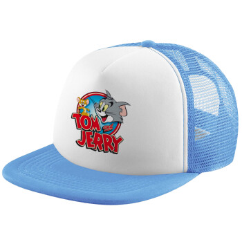 Tom and Jerry, Καπέλο παιδικό Soft Trucker με Δίχτυ ΓΑΛΑΖΙΟ/ΛΕΥΚΟ (POLYESTER, ΠΑΙΔΙΚΟ, ONE SIZE)
