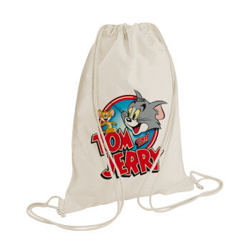 Tom and Jerry, Backpack bag GYMBAG natural (28x40cm)