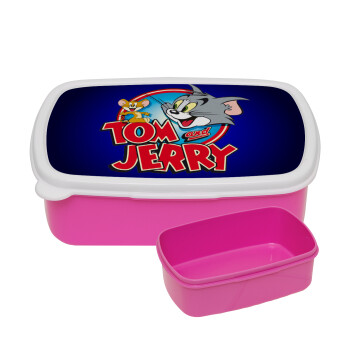 Τομ και Τζέρι, ΡΟΖ παιδικό δοχείο φαγητού (lunchbox) πλαστικό (BPA-FREE) Lunch Βox M18 x Π13 x Υ6cm