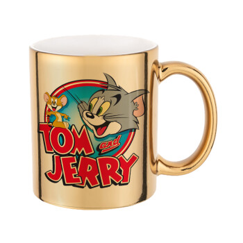 Tom and Jerry, Mug ceramic, gold mirror, 330ml