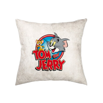 Tom and Jerry, Μαξιλάρι καναπέ Δερματίνη Γκρι 40x40cm με γέμισμα