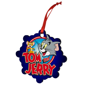 Tom and Jerry, Χριστουγεννιάτικο στολίδι snowflake ξύλινο 7.5cm