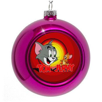 Tom and Jerry, Purple Christmas tree ornament bauble 8cm