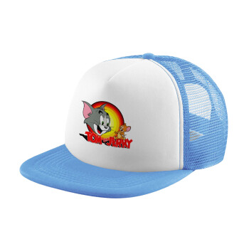 Tom and Jerry, Καπέλο παιδικό Soft Trucker με Δίχτυ ΓΑΛΑΖΙΟ/ΛΕΥΚΟ (POLYESTER, ΠΑΙΔΙΚΟ, ONE SIZE)