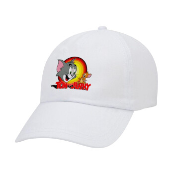 Tom and Jerry, Καπέλο Ενηλίκων Baseball Λευκό 5-φύλλο (POLYESTER, ΕΝΗΛΙΚΩΝ, UNISEX, ONE SIZE)