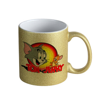 Tom and Jerry, Κούπα Χρυσή Glitter που γυαλίζει, κεραμική, 330ml