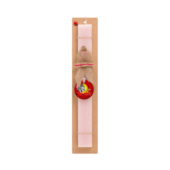 Tom and Jerry, Easter Set, wooden keychain & scented flat Easter candle (30cm) (PINK)