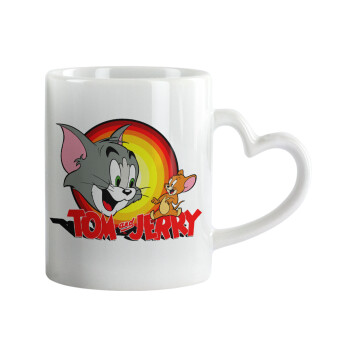 Tom and Jerry, Mug heart handle, ceramic, 330ml