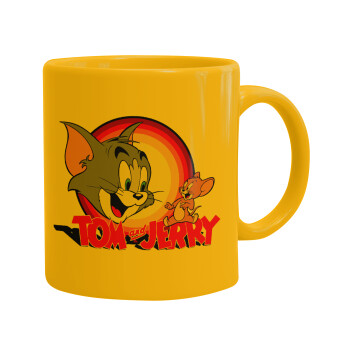 Tom and Jerry, Ceramic coffee mug yellow, 330ml (1pcs)