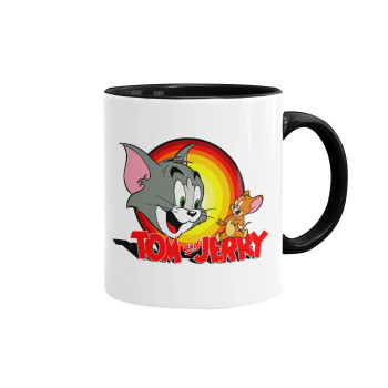 Tom and Jerry, Κούπα χρωματιστή μαύρη, κεραμική, 330ml