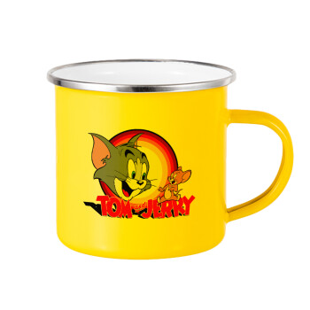 Tom and Jerry, Yellow Enamel Metallic Cup 360ml