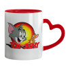 Mug heart red handle, ceramic, 330ml