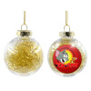 Transparent Christmas tree ball ornament with gold filling 8cm