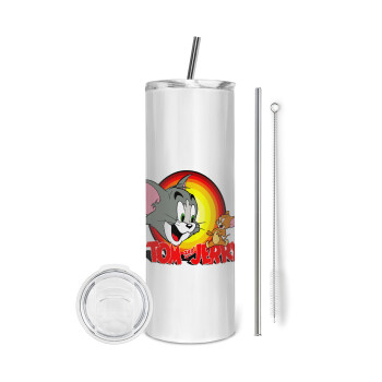 Tom and Jerry, Eco friendly stainless steel tumbler 600ml, with metal straw & cleaning brush
