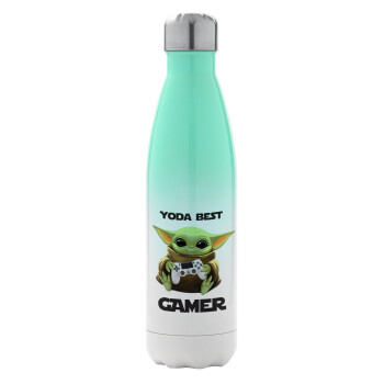 Yoda Best Gamer, Metal mug thermos Green/White (Stainless steel), double wall, 500ml