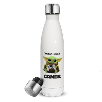 Yoda Best Gamer, Metal mug thermos White (Stainless steel), double wall, 500ml