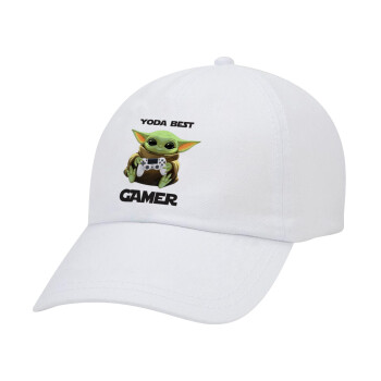 Yoda Best Gamer, Adult Baseball Cap White 5-panel (POLYESTER, ADULT, UNISEX, ONE SIZE)