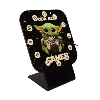 Yoda Best Gamer, Quartz Table clock in natural wood (10cm)